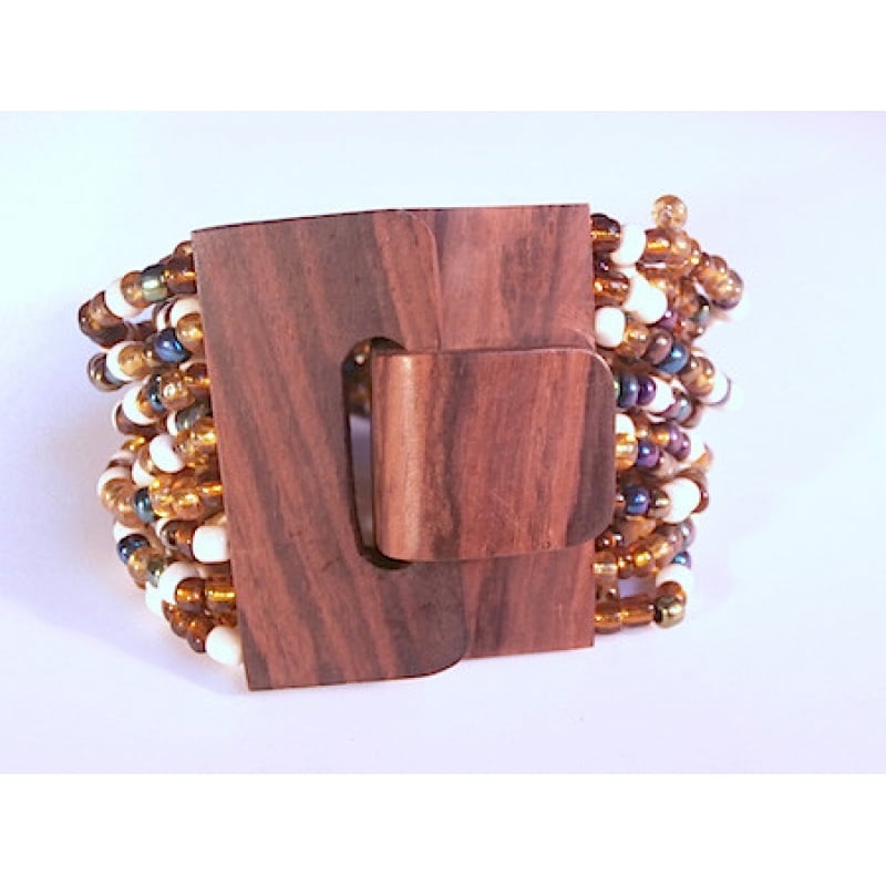 Beaded Bracelet Wood Clasp