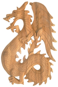 Relief Dragon Wood Carving