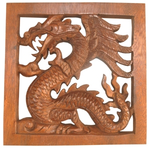 Relief Dragon Wood Carving