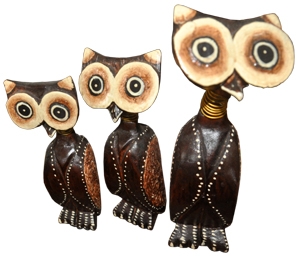 Owl Pair set of 3 Animal Statue