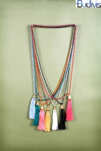 Long Beaded Crystal Tassel Necklace