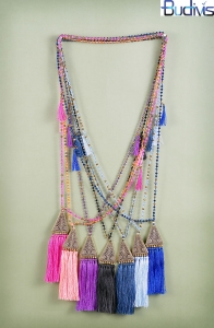 Long Beaded Crystal Tassel Necklace