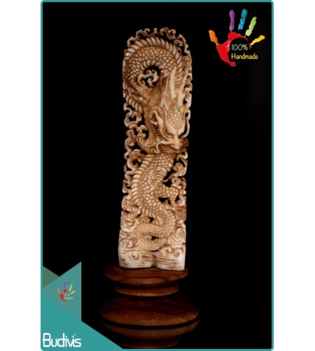 100 % In Handmade Dragon Hand Carved Bone Scenery Ornament Wholesale