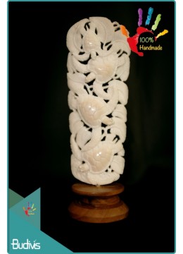 wholesale 100 % In Handmade Turtle Hand Carved Bone Scenery Ornament Best Seller, Home Decoration