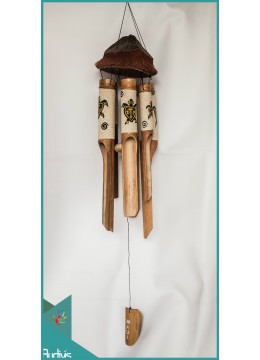 wholesale Affordable Bird House Garden Hanging Hand Painted Turtle Bamboo Wind Chimes, Bamboo Crafts