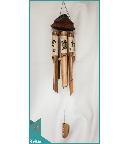 Affordable Bird House Garden Hanging Hand Painted Turtle Bamboo Wind Chimes