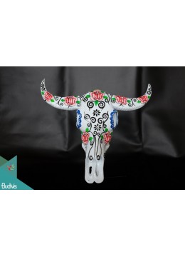 wholesale Artificial Resin Buffalo Skull Head Wall Decoration Painting, Resin Figurine Custom Handhande, Statue Collectible Figurines Resin, Home Decoration