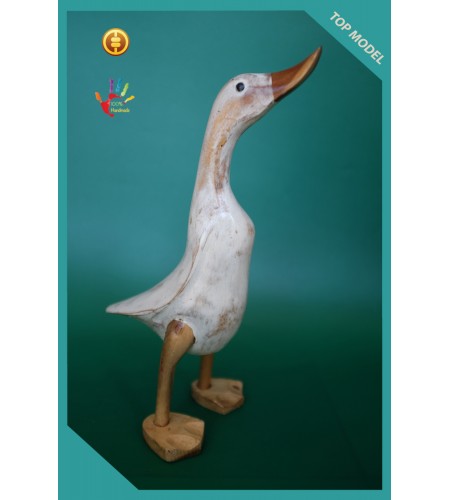 Bali Manufacturer White Washed Wood Duck, Wooden Duck, Bamboo Duck, Bamboo Root Duck,