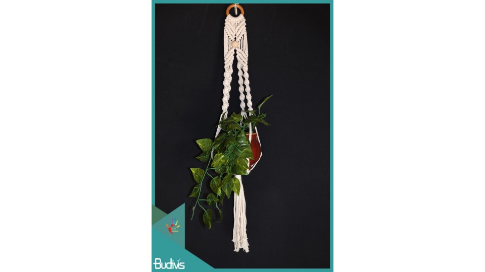 Bali Rope Handwoven Hanging Macrame Pot Planter, Macrame Plant Hanger, Planter Tree Macrame, Hanging Garden Planter