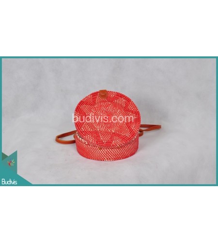 Bali Round Bag Pink Synthetic Rattan