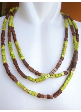 wholesale Beaded Wood Square Necklace, Necklaces