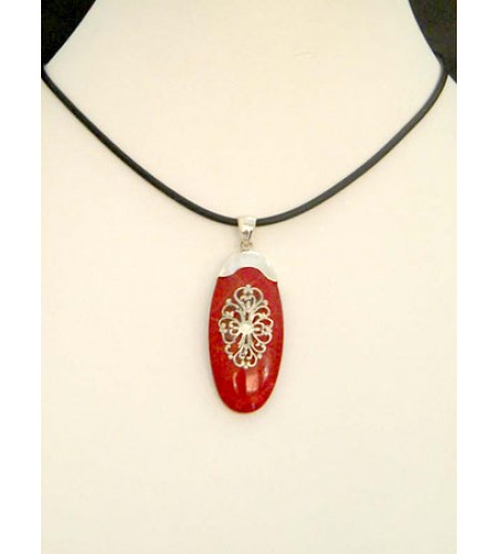 Beautiful Red Coral Pendant With Silver 925 Wholesale