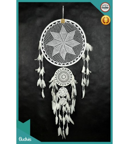 Best Selling Large Triple White Hanging Dreamcatcher Crocheted