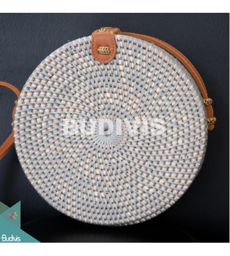 Best Selling Round Bag Grey Synthetic Rattan
