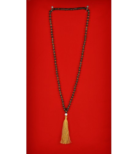 Boho Chic Wood Tassel Necklace with Pearl