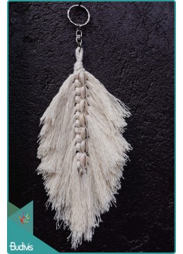 wholesale Boho Macrame Feather With Cowrie Shell Keychain, Keychain