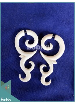 wholesale Bone Carving Black Triple Spiral Tribal Earrings Sterling Silver Hook 925, Costume Jewellery