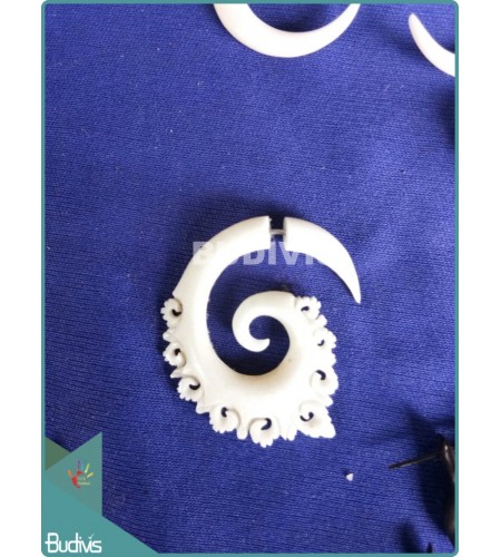 Bone Crafting Spiral Tribal Earrings Sterling Silver Hook 925