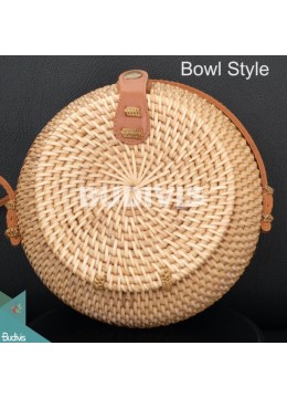 wholesale Bowl Style Rattan Bag With Plain Brown Color, Fashion Bags