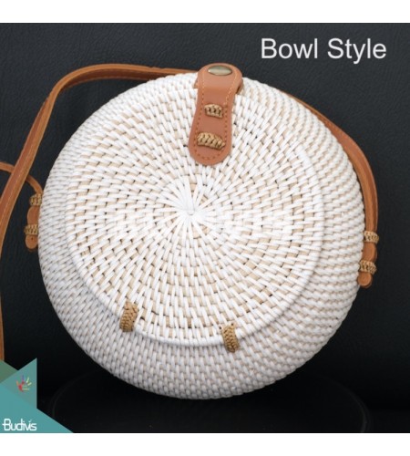 Bowl Style Rattan Bag With Plain White Color