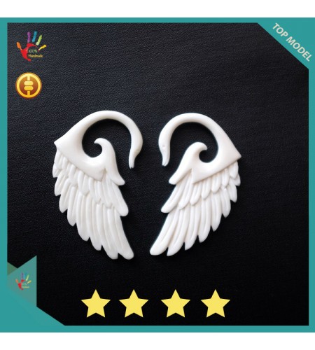 Direct Crafter Bali Earring Ox Bone Carved Wings