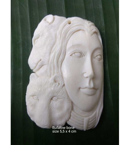 Direct Crafter Bali Spirit Bone Carved Natural Pendant