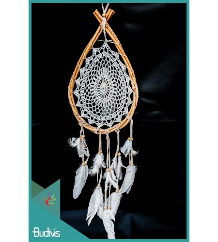 Dream Catcher, Dreamcatcher, Dreamcatchers Drop Rattan With Feather On The Center