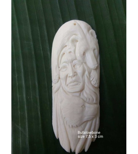 Factory Price Bali Spirit Bone Carved Natural Pendant