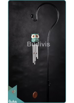 wholesale Green Owl Metal Wind Chimes Relaxing Sound For Home Décor, Garden Decoration