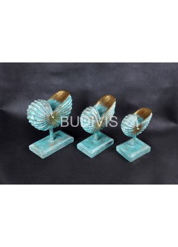 wholesale Green Painted Sea Shell Wood Carved Home Decoration, Home Decoration