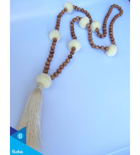 Hand Knotted Long Wooden Tassel Necklaces