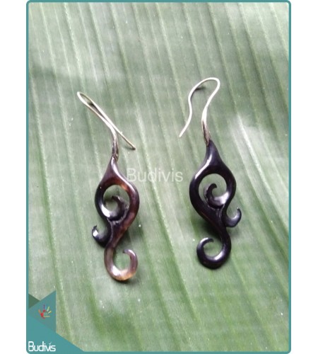 Horn Tribal Earrings Sterling Silver Hook 925