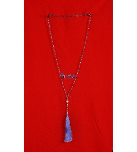 Long Beaded Crystal Tassel Necklaces Pearl