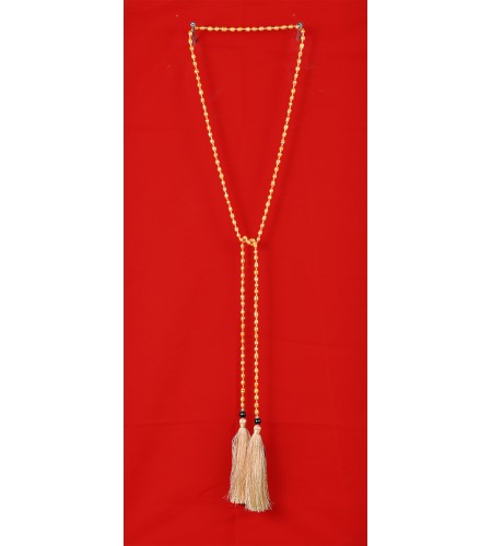 Long Beaded Lariat Tassel Necklace Gold Pearl