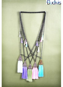 wholesale Long Beaded Lava Tassel Necklace, Costume Jewellery