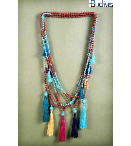 Long Rudraksha Comb Tassel Necklace