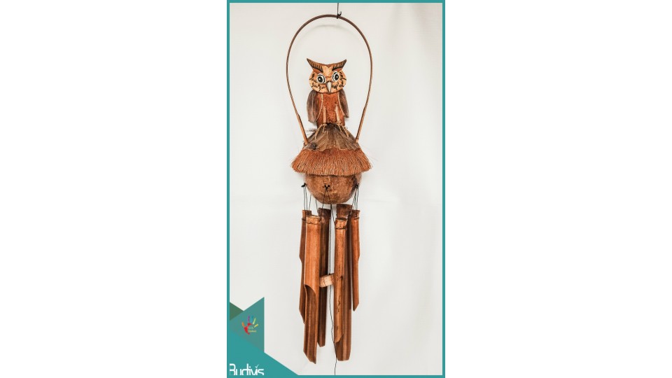 Manufactured Garden Hanging Owl Bamboo Wind Chimes