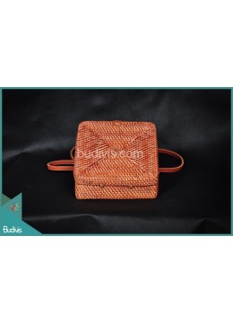 wholesale Manufactured Square Bag Brown Natural Painting Rattan, Fashion Bags