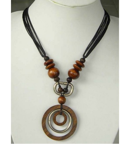 Natural Beaded Wood Necklace