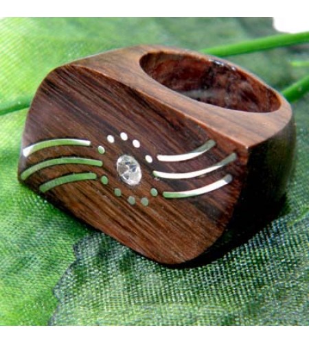 Natural Wood Ring Stainless