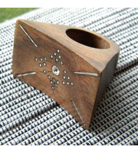 Natural Wood Ring Stainless