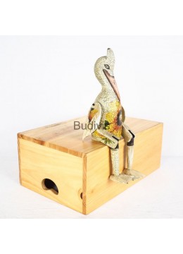 wholesale Production Decoupage Wooden Statue Animal Model, Stork, Home Decoration