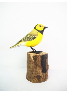 wholesale Realistic Wooden Bird Hooded Warbler, Home Decoration