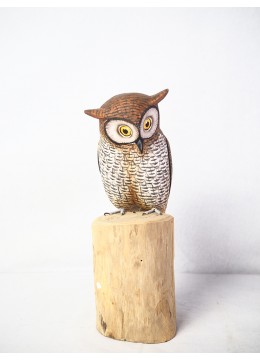 wholesale Realistic Wooden Bird Horned Owl, Home Decoration