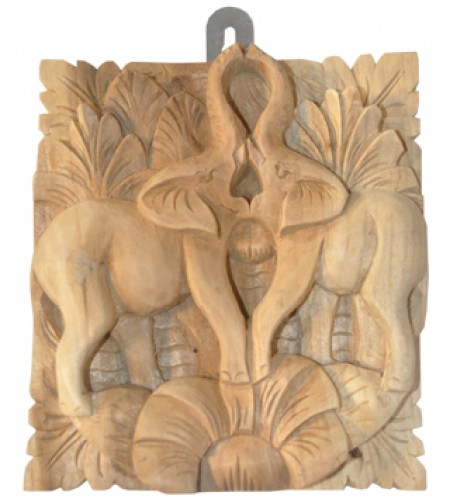 Relief Elephant Wood Carving