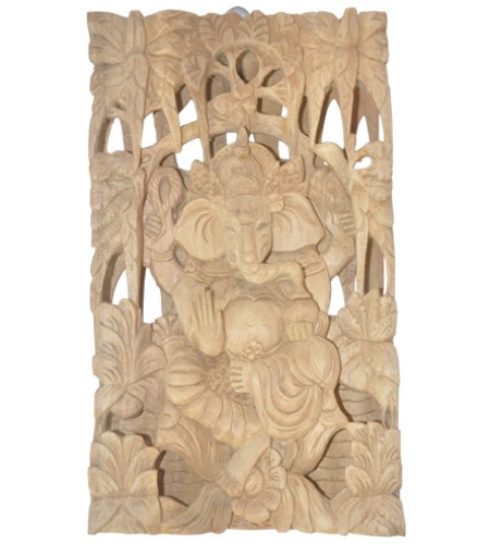 Relief Ganesh Wood Carving