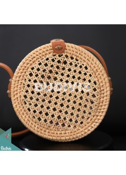 wholesale Round Brown Woven Net Bali Rattan Bag, Fashion Bags