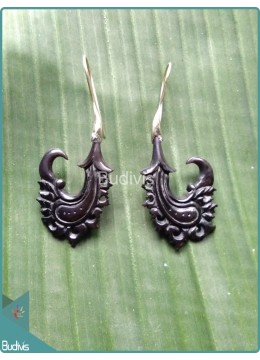 wholesale Scorpion Tail Theme Wooden Earrings Sterling Silver Hook 925, Costume Jewellery