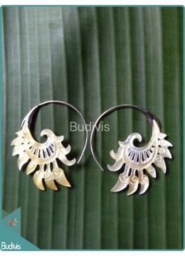 wholesale Seashell Earring With Koru Style Sterling Silver Hook 925, Costume Jewellery