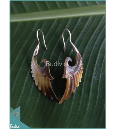 Seashell Earrings With Simple Wing Style Sterling Silver Hook 925
